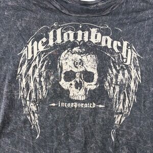 Hellanbach Shirt Skull Wings Acid Wash Shirt Mens 2XL Black Short Sleeve